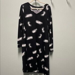 LulaRoe Emily Black Feather Print Dress